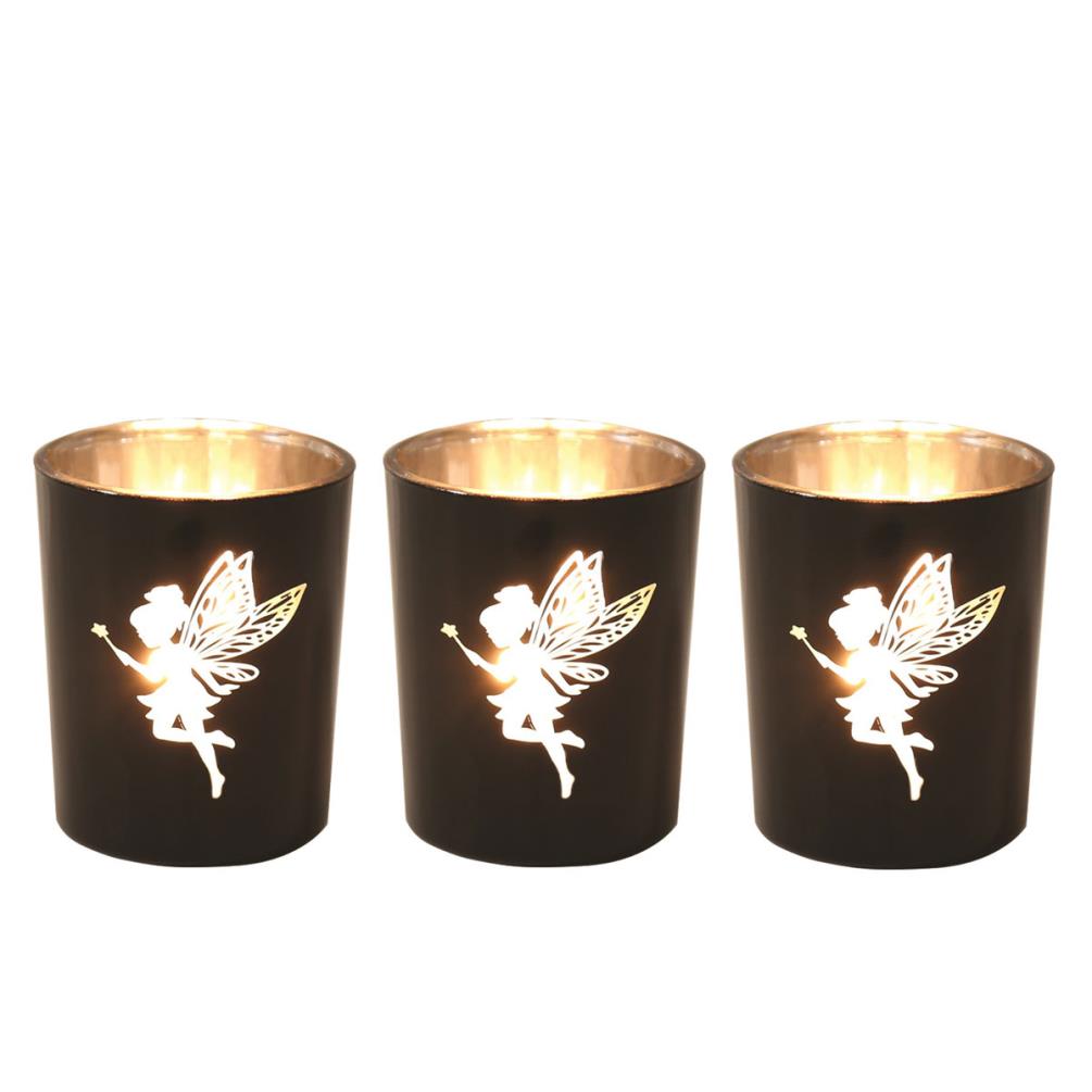 Aroma Black & Silver Fairy 3 Tealight & Votive Holder Set Extra Image 1